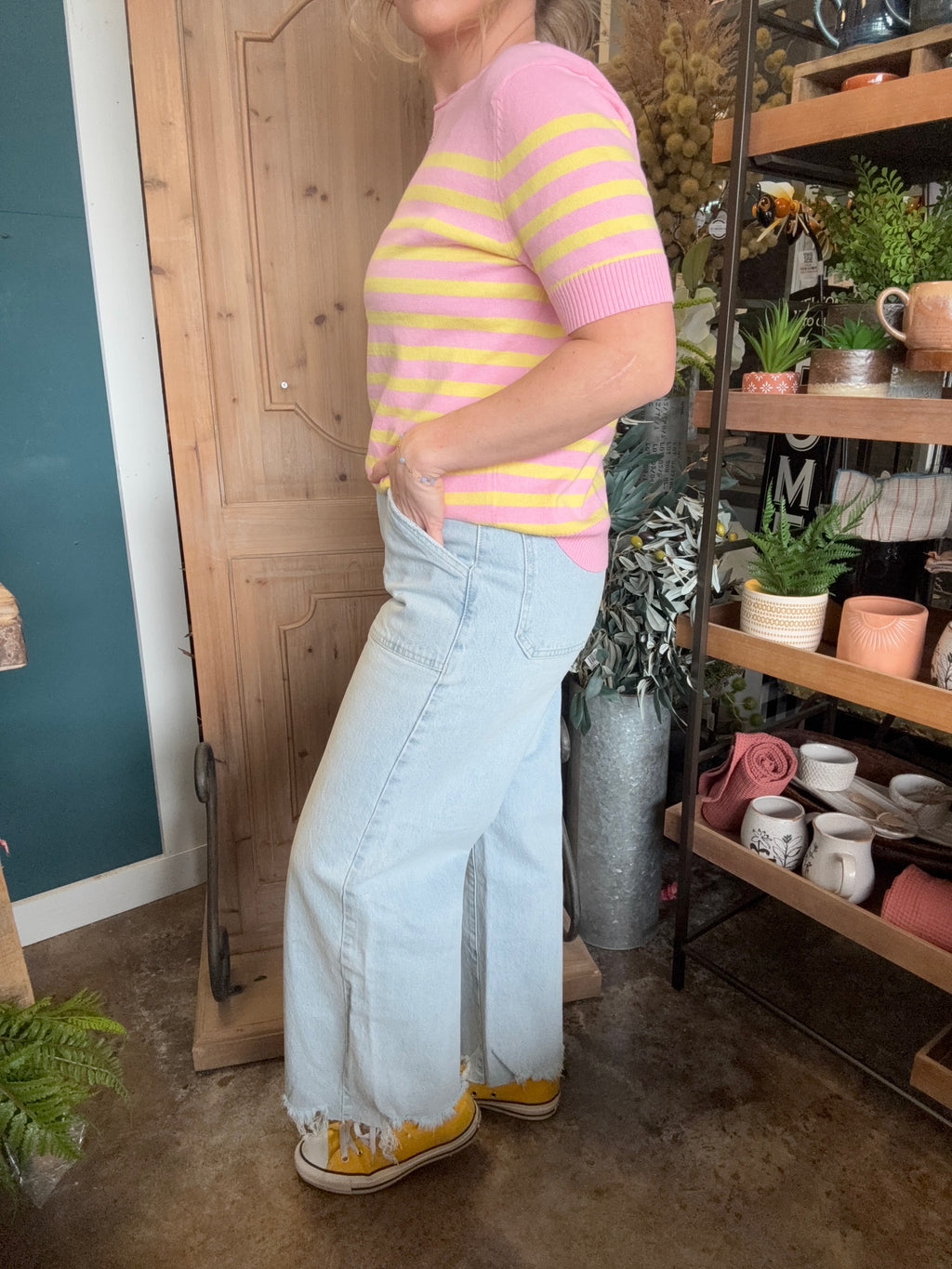 light wash wide leg raw hem boutique jeans for women