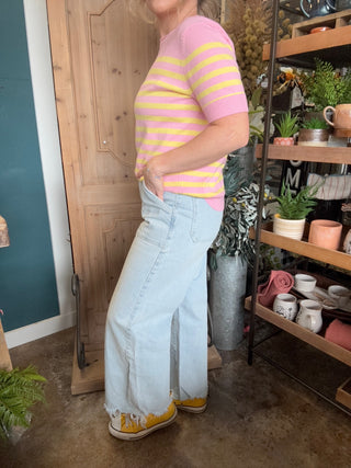 light wash wide leg raw hem boutique jeans for women