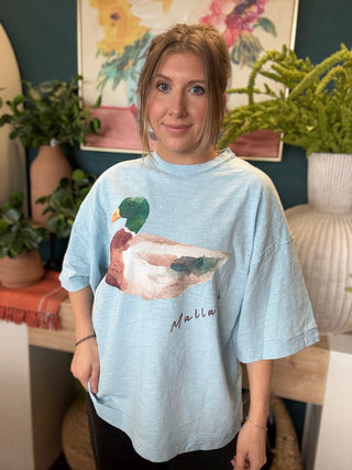 Mallard Duck Oversized Tee - Light Blue
