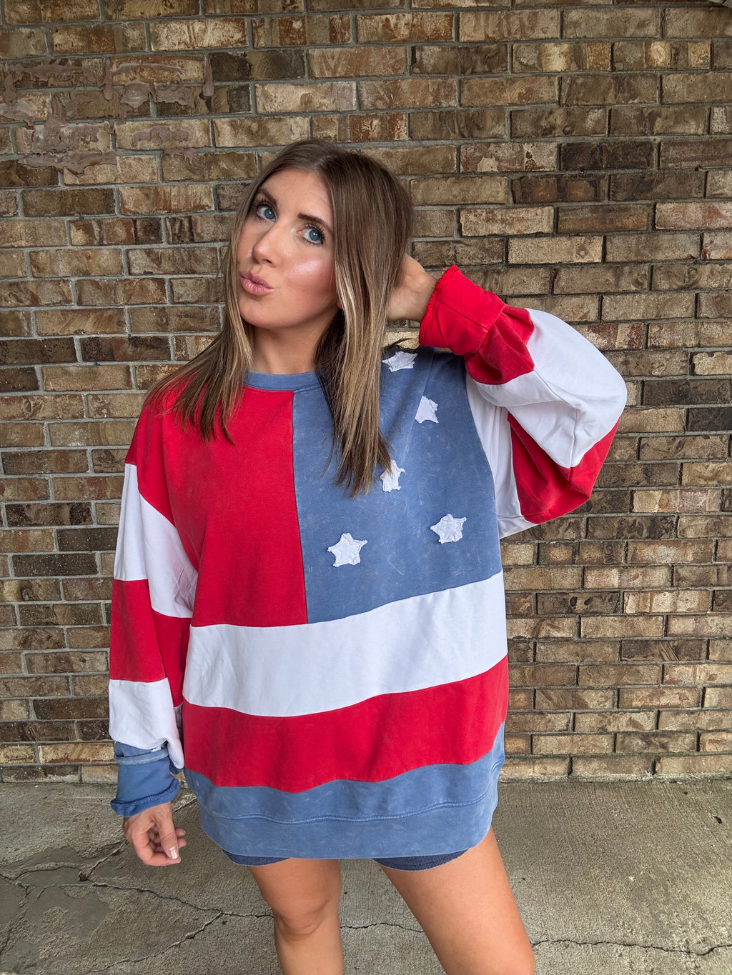 Mineral Washed Americana Flag Sweatshirt