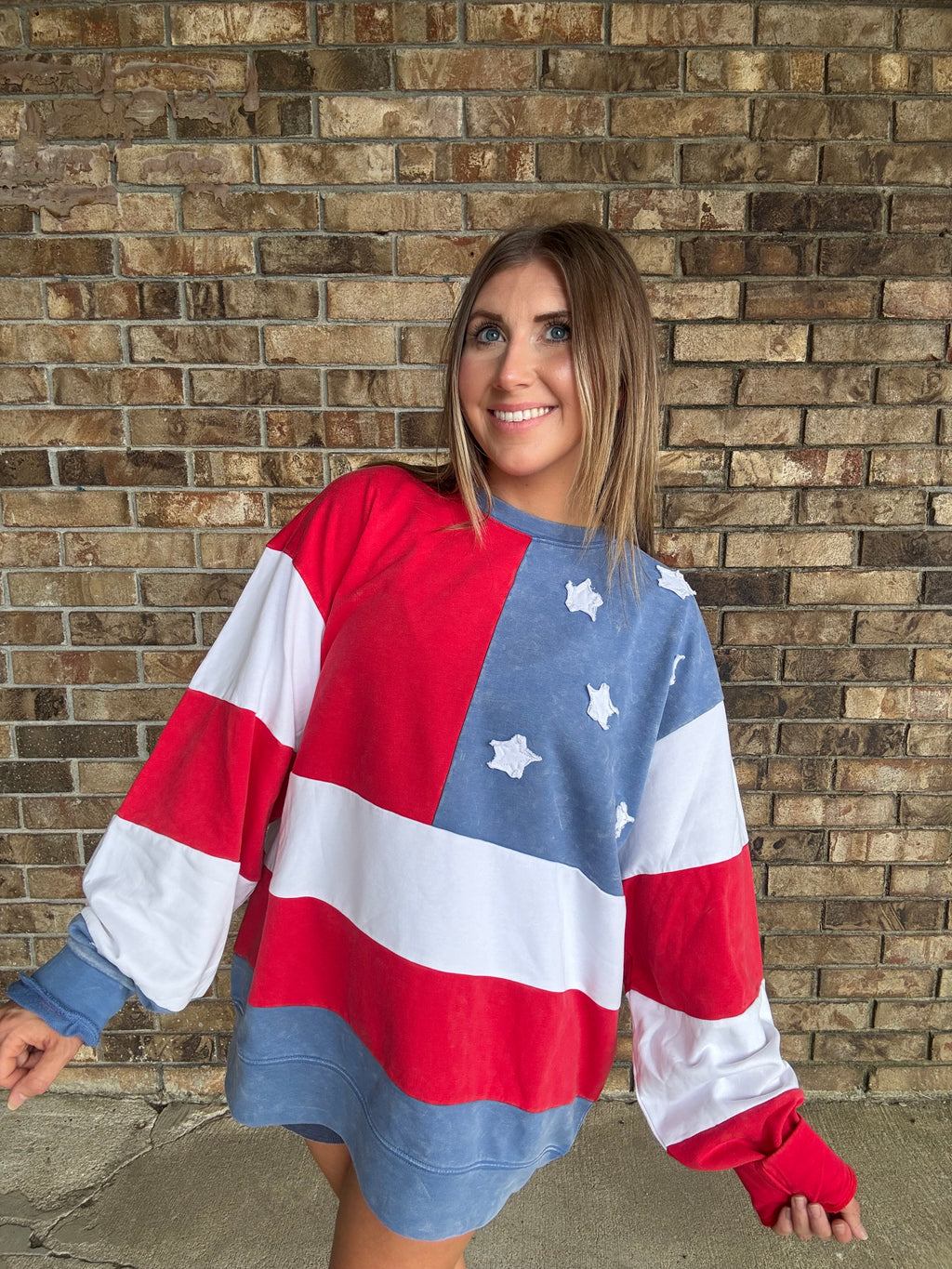 Mineral Washed Americana Flag Sweatshirt