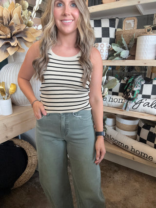 Fitted Striped Sleeveless Top