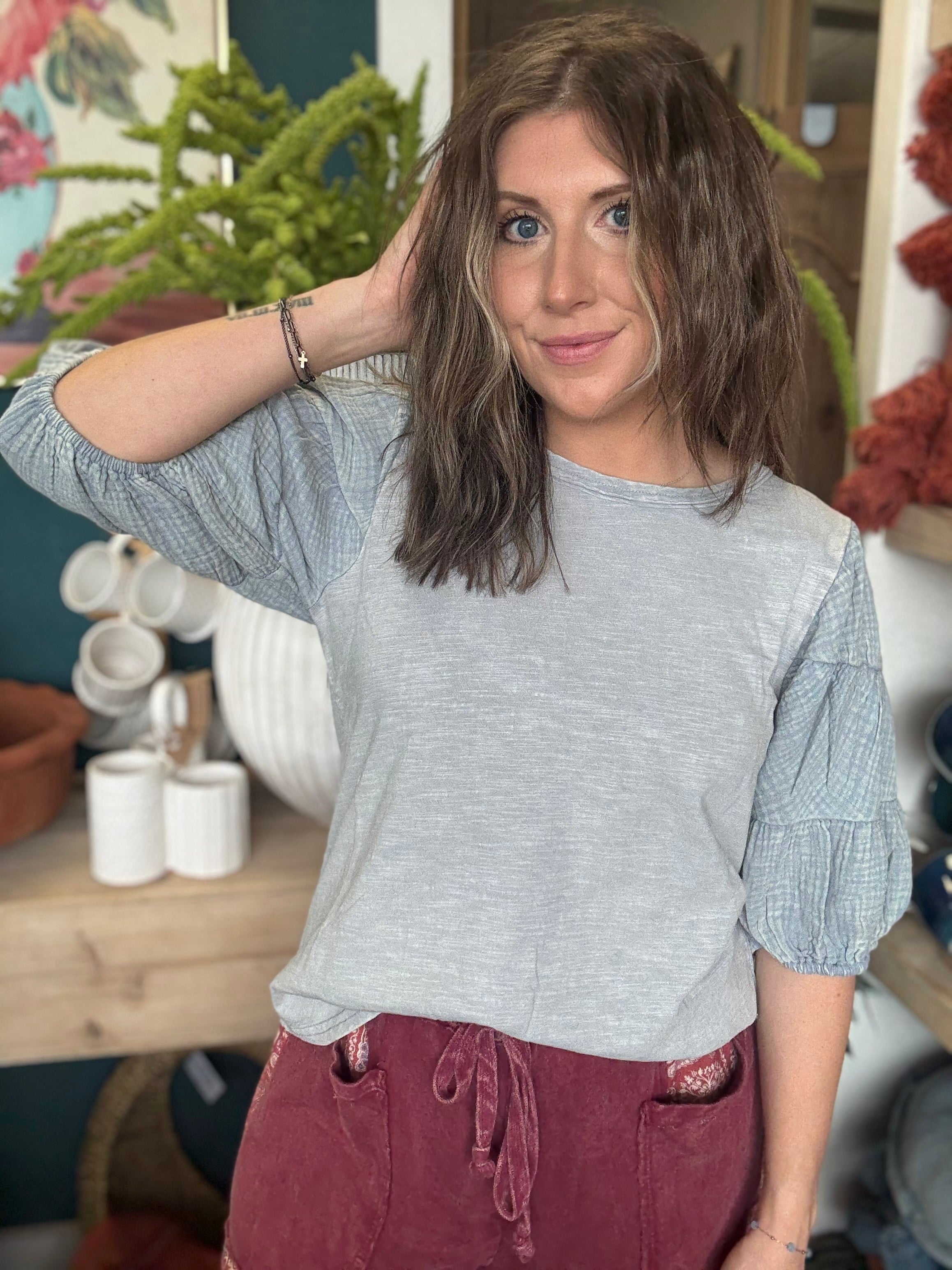 Mineral Wash Puff Sleeve